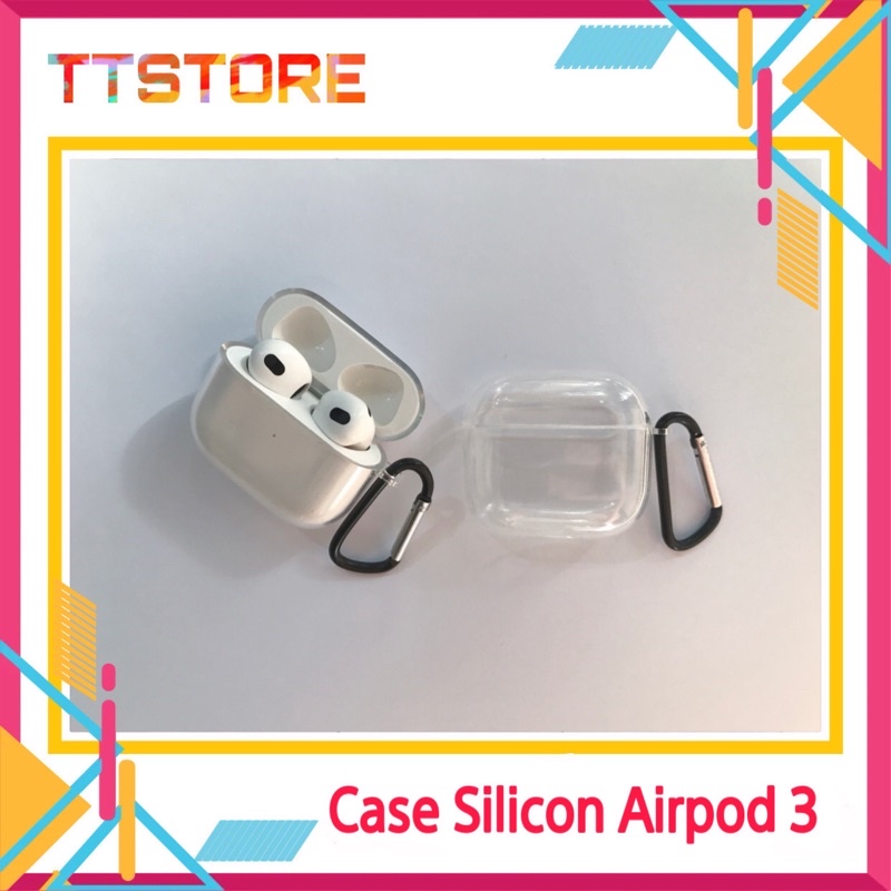 Vỏ Case Silicon Airpod 3 Trong Suốt Có Móc Chống Trầy Xước