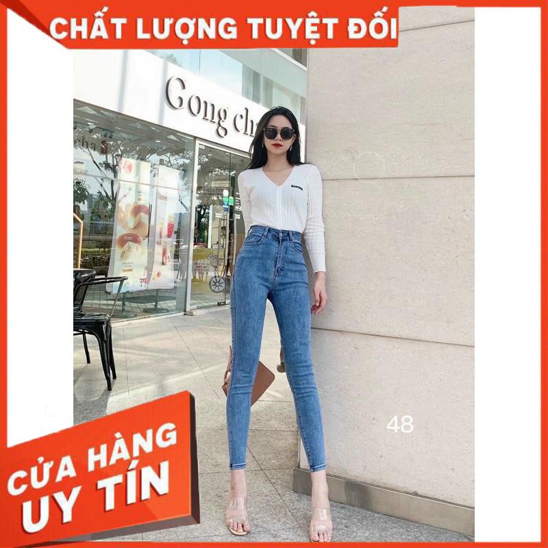 QUẦN SKINNY JEANS TRƠN CẠP SIÊU CAO CO GIÃN TỐT