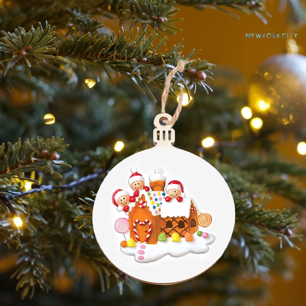 Phụ Kiện Treo Trang Trí Cây Thông Giáng Sinh Hình Tròn Bằng Gỗ