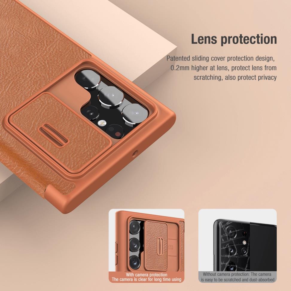 Nillkin QIN Pro – Bao da ví cái thẻ cho Samsung S22 Plus , S22 Ultra , S21 FE 5G , kèm lắp trượt bảo vệ camera cao cấp