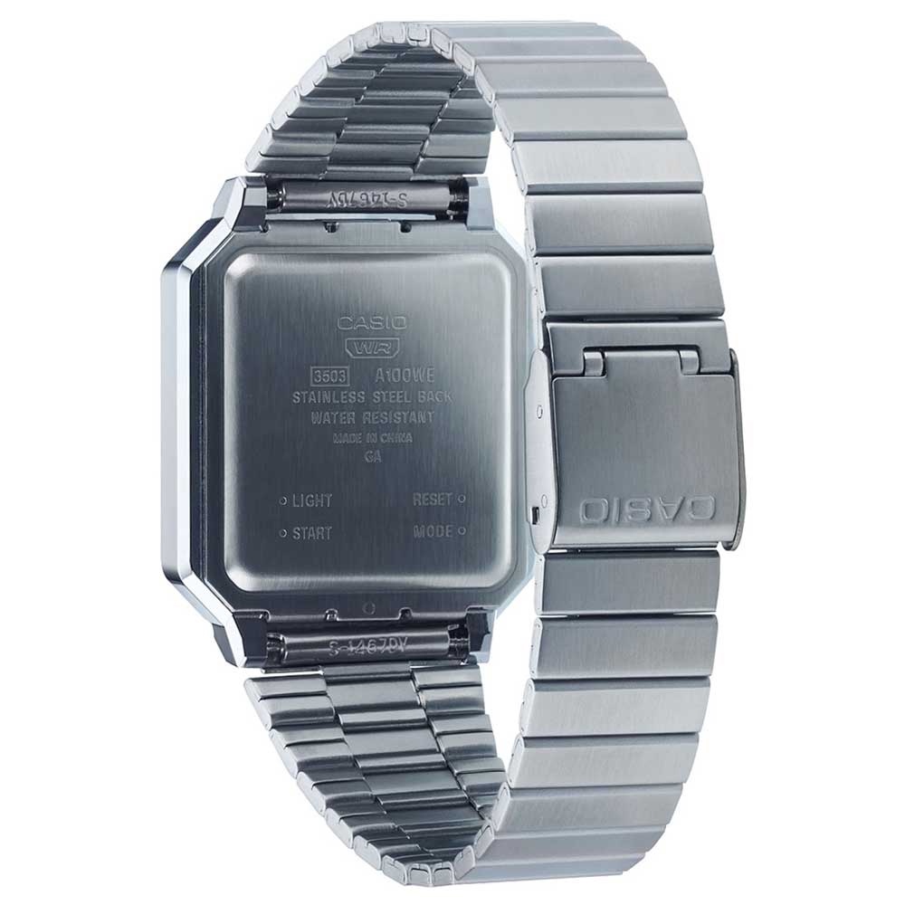 Đồng hồ nam/nữ Casio A100WE-7B dây thép không gỉ, chống nước, hàng chính hãng