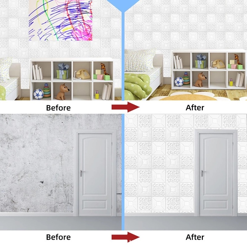 Miếng Dán Tường 3D Bằng Xốp PE Chống Nước Chống Ồn 35 * 35cm Trang Trí Nhà Cửa Dịp Giáng Sinh