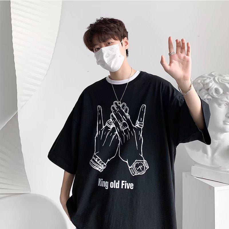 Áo Thun Tay Ngắn Dáng Rộng In Chữ Phong Cách Hip Hop Nhật Bản Thời Trang Cho Nam Size M-8XL