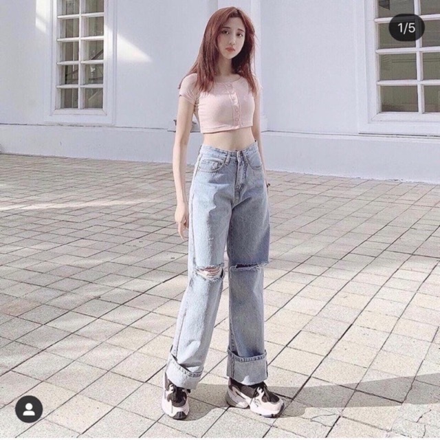 Quần jean nữ rách gối chất loại 1