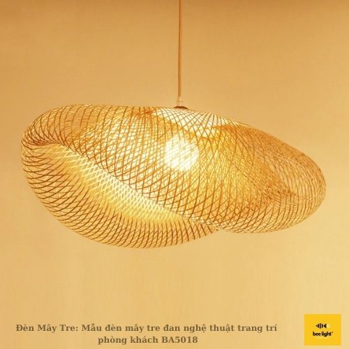 Đèn Mây Tre: Mẫu đèn mây tre đan nghệ thuật trang trí phòng khách BA5018 Bee Light