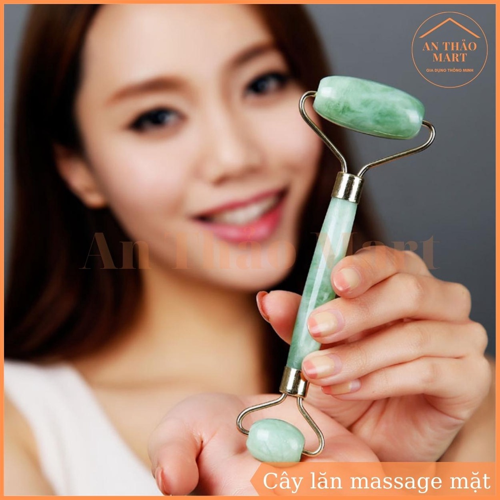 Cây Lăn Massage Mặt 2 Đầu Giúp Lưu Thông Máu, Đá Lăn Quầng Thâm Tiện Ích