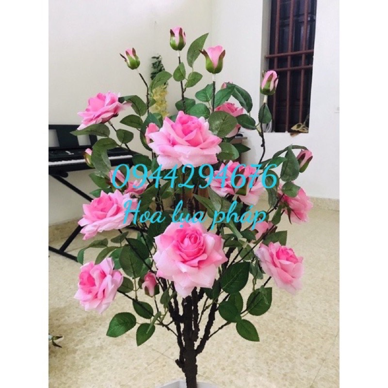 Cây Hoa Hồng Kim Cương Cao 110cm , Thân Cổ Cao Cấp - Cây Hoa Giả -Trang Trí. - hoa lụa pháp