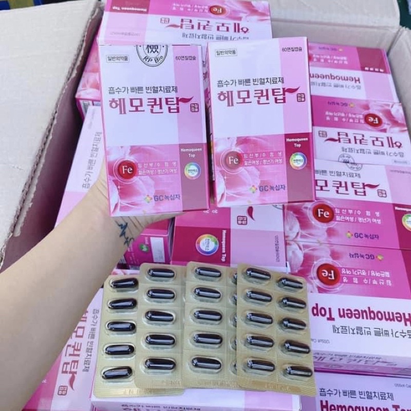 [ĐỦ MẪU MỚI] Viên Uống Bổ Sung Sắt KGF, HEMOQUEEN TOP Hàn Quốc, Hộp 120V