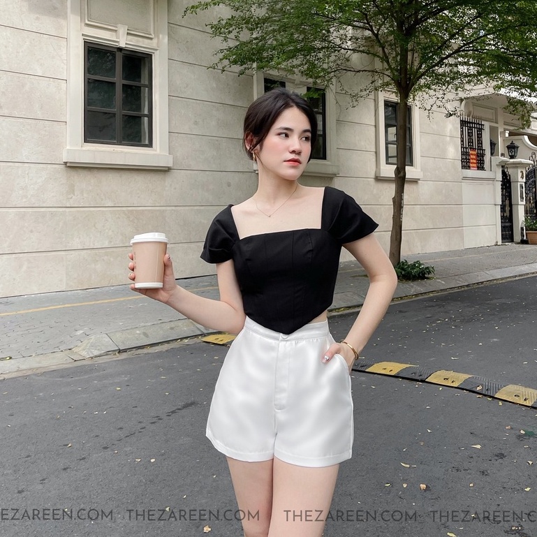 ZAREEN | QUẦN SHORT TAFTA ỐNG RỘNG ZAREEN SHO42 TRẮNG