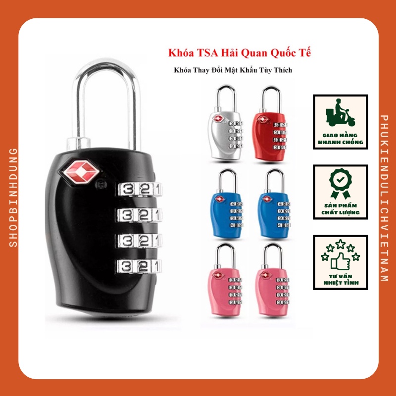 Khóa mini TSA Hải Quan Ổ khóa 4 chữ số Dùng Cho Vali, Balo, Túi