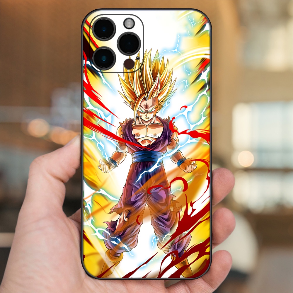 Ốp lưng iPhone 12 Pro Max dẻo đen cạnh vuông in hình Gohan Dragon Ball