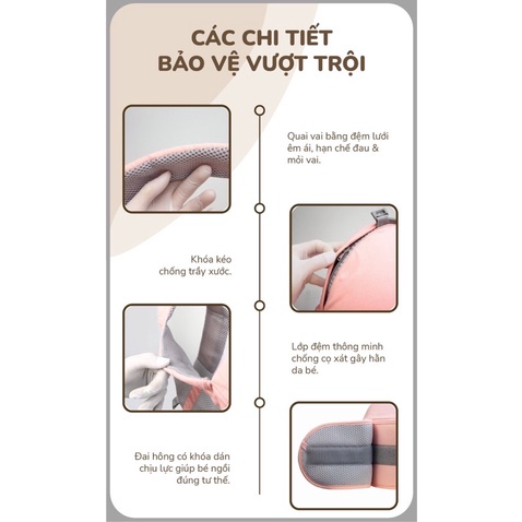 [CHÍNH HÃNG] Địu ngồi Tobe 4 tư thế, Địu ngồi trợ lực, chống gù, Địu em bé đa năng