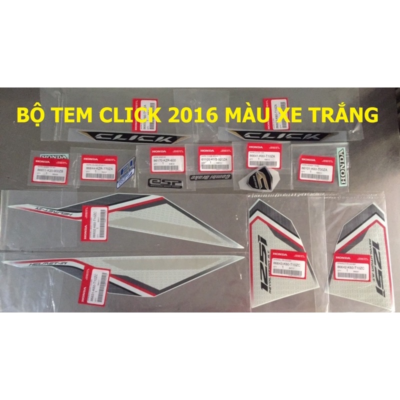 Bộ tem click trắng 2016 12 món