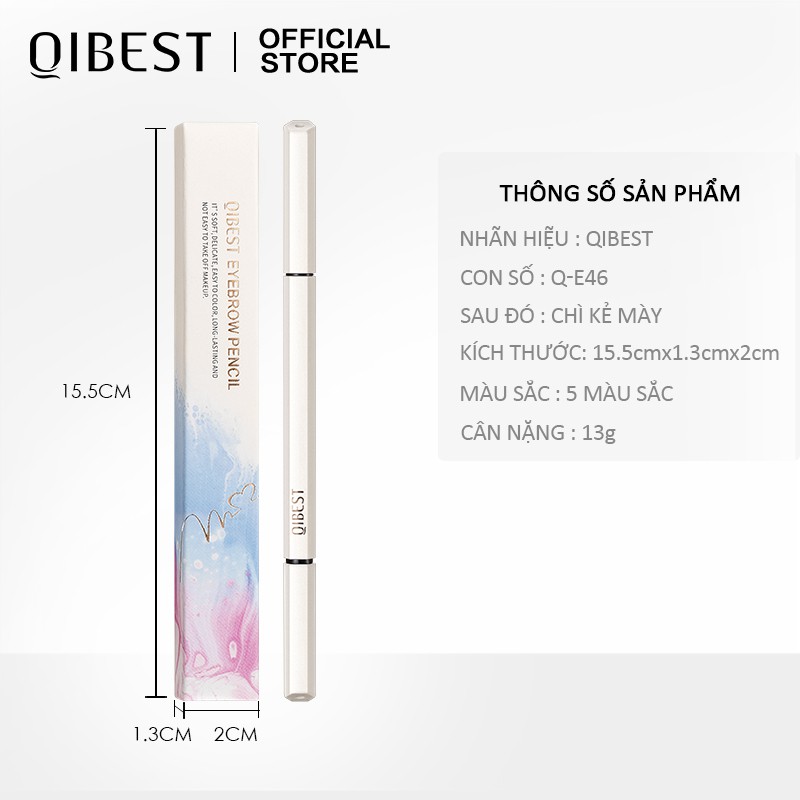 Bút kẻ lông mày 3D QIBEST lâu trôi đầu bút tam giác nhỏ 5 màu tuỳ chọn 23g | BigBuy360 - bigbuy360.vn