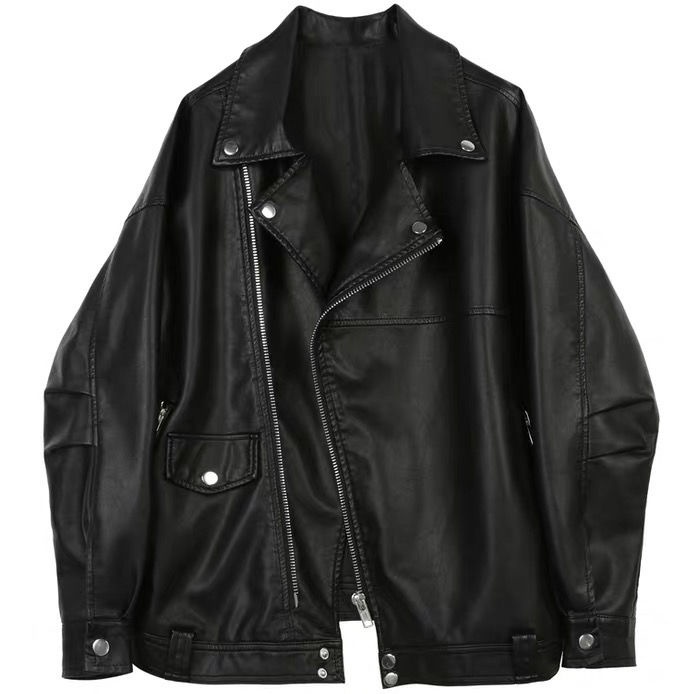 Áo khoác da mềm dáng rộng thời trang thu đông cho nữ