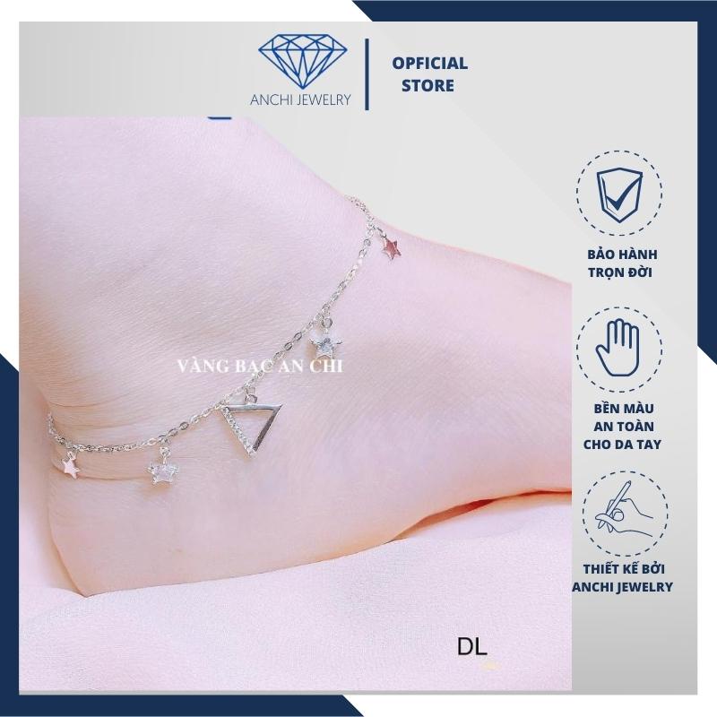 Lắc chân nữ bạc ta mix chuông , chuồn chuồn , túi tiền , quả lắc , bông hoa , ngôi sao, Anchi jewelry