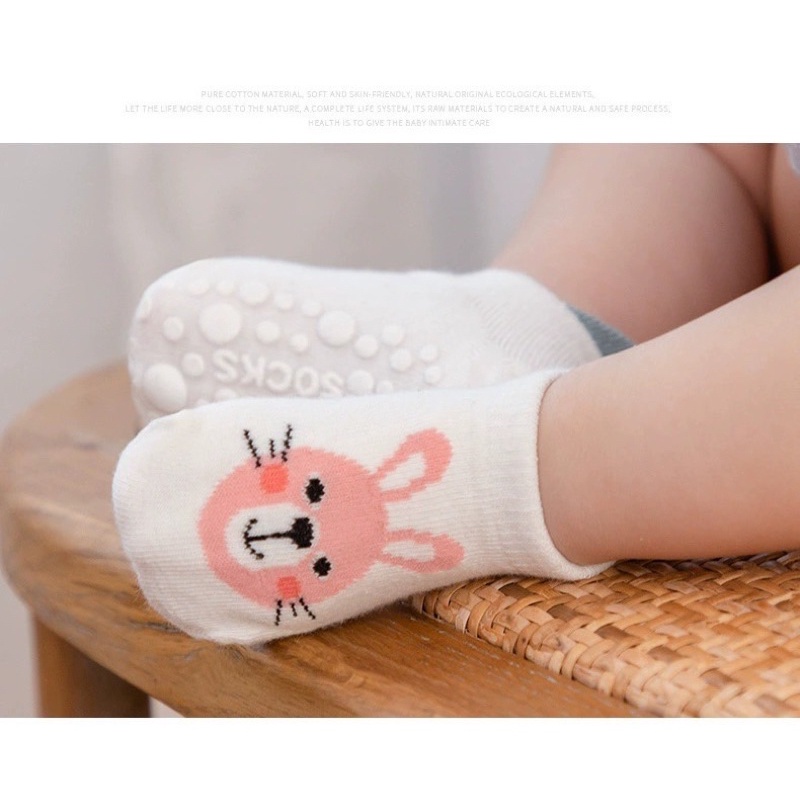 Tất cho trẻ sơ sinh Kid Socks chống trượt hoạ tiết hoạt hình set 6 đôi