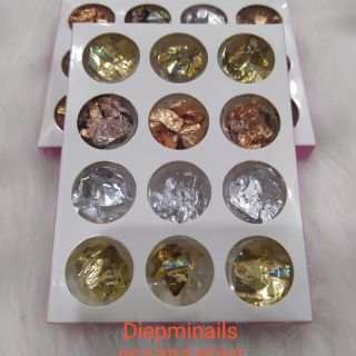 Sét giấy vàng giấy bạc 4 màu trang trí móng sét 12 ô. Phù hợp trang trí móng