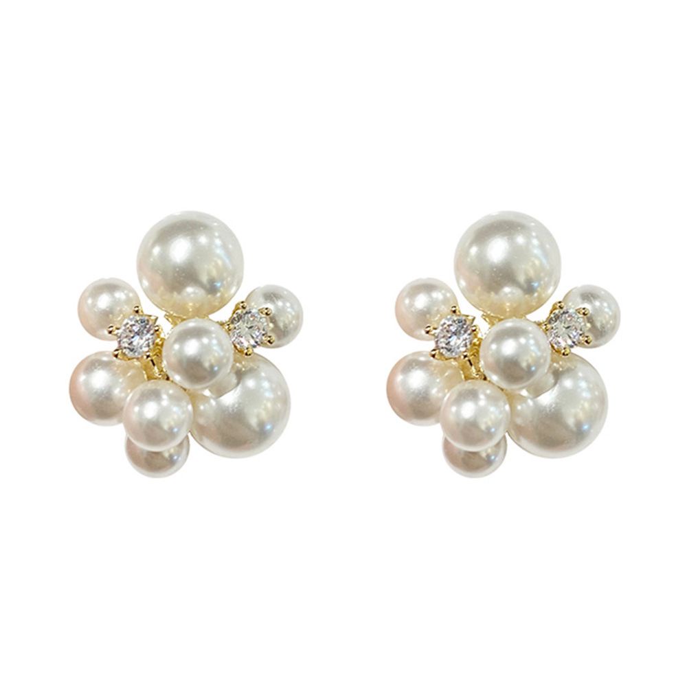 Khuyên tai hình pháo hoa đính ngọc trai giả màu trơn thời trang Hàn Quốc cho nữ