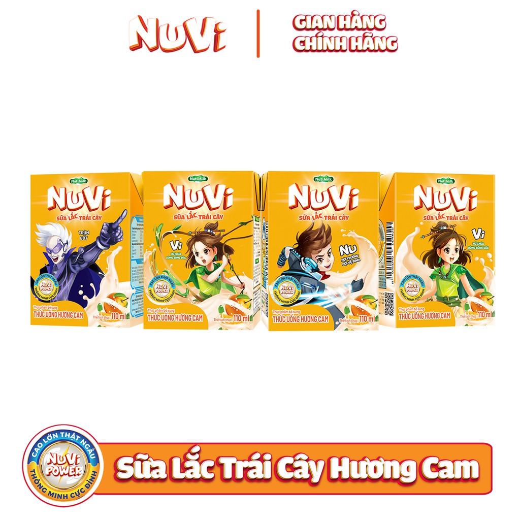 Thùng 48 hộp NuVi NutiMilk TU hương Cam SLTC 110ml/hộp