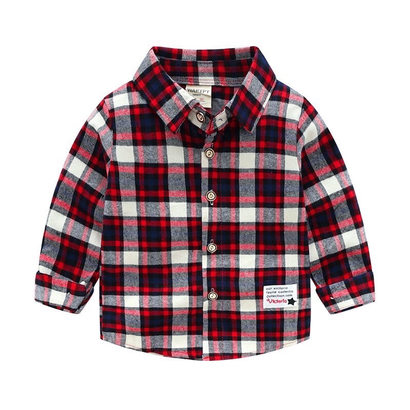 Áo sơ mi WAPPY hoạ tiết kẻ caro cho bé trai