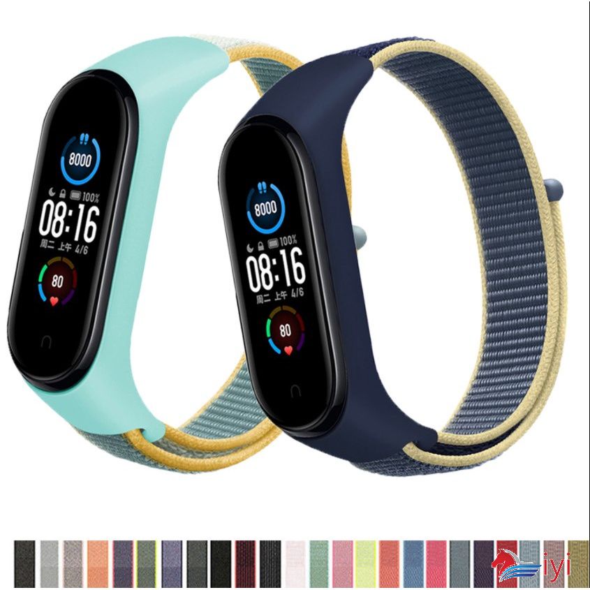 Vòng Đeo Tay Xiaomi Mi Band 5 6 7 Dây Nylon Thể Thao Vòng Dây Da Pulsera Correa Dây Đeo Miband Dây Đeo Tay Cho mi Thay Thế Dây Đeo