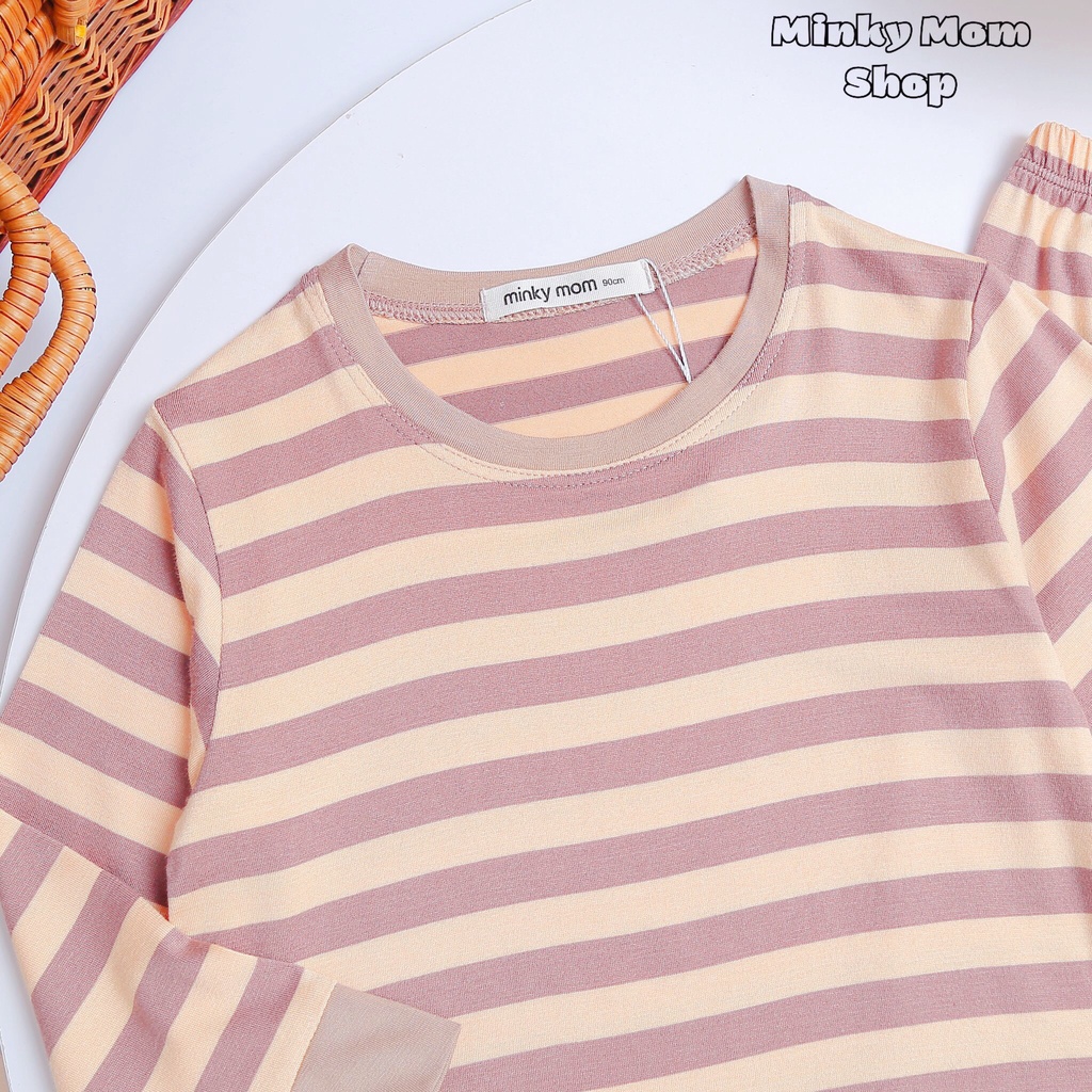 Bộ Dài Tay MINKY MOM Kẻ  ⚡FREESHIP⚡ Chất Thun Lạnh Cho Bé Trai Thoải Mái, Thoáng Mát Ngày Hè
