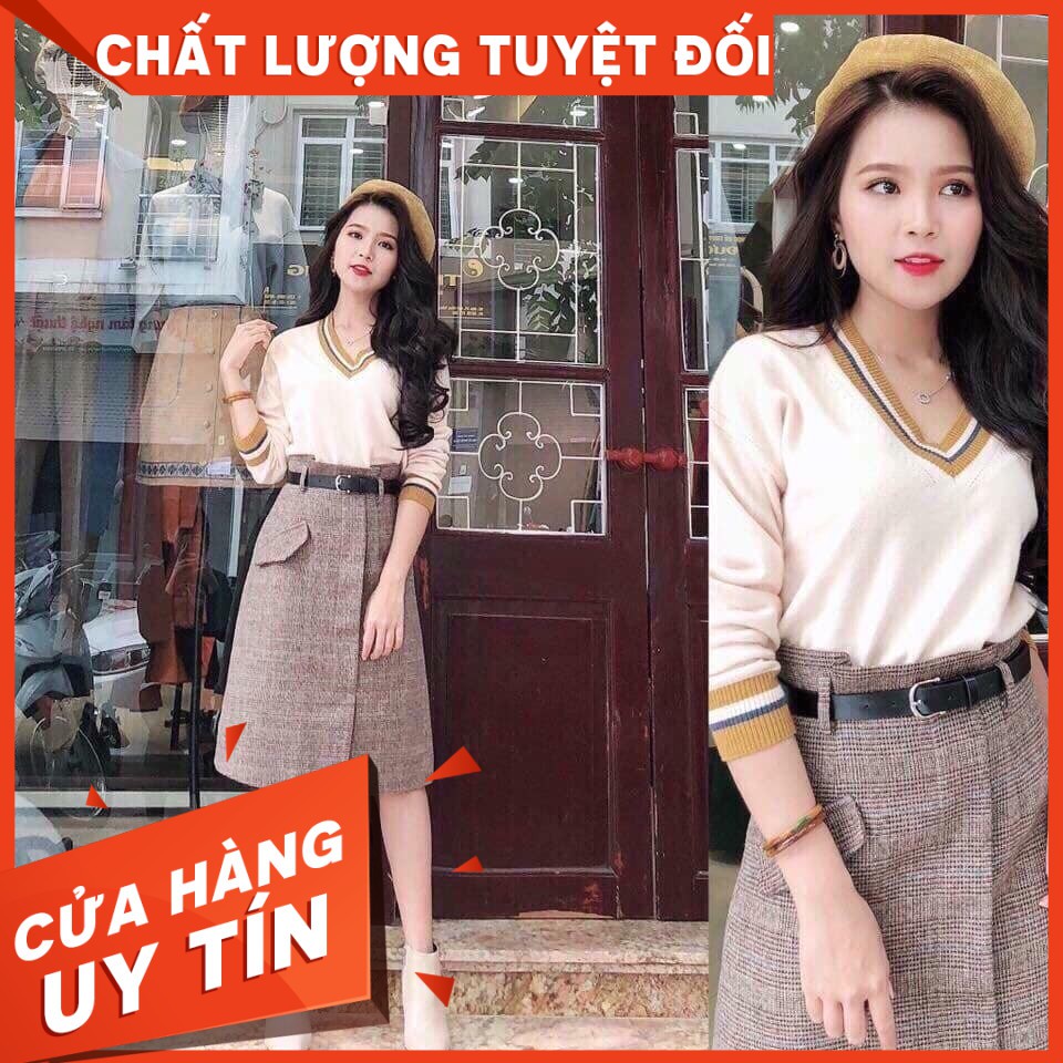 Áo len nữ cổ tim viền tay mềm mịn (kèm ảnh thật )còn hàng
