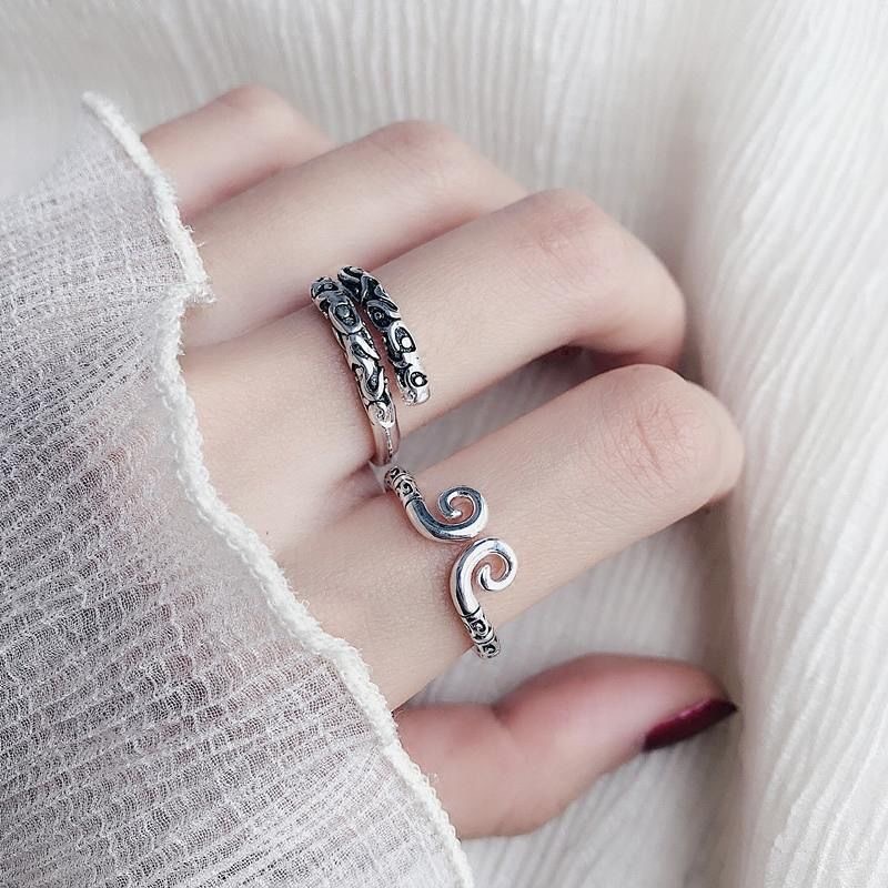 Nhẫn hợp kim mạ bạc phong cách Punk cá tính