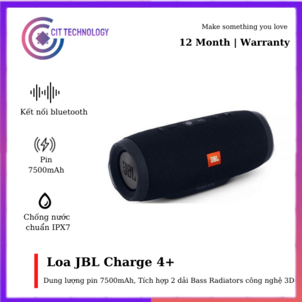 Loa Bluetooth JBL Charge 4+ Mini bass tốt khoẻ - có dây đeo Version 2021 df 79-BH 12tháng