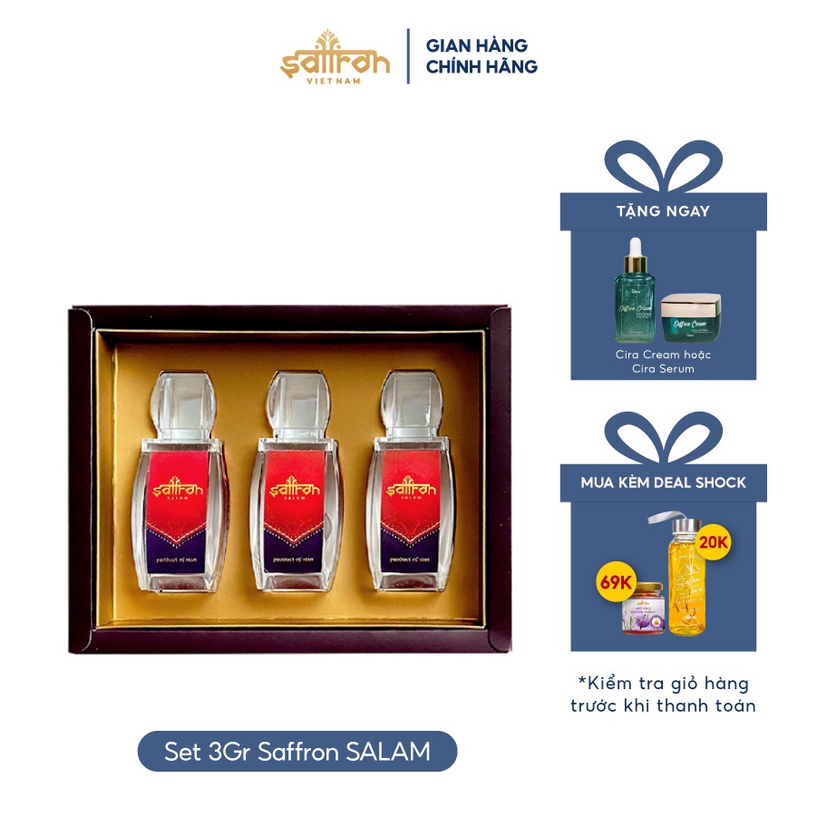 Nhụy Hoa Nghệ Tây Saffron Salam Set 3gr ( Gồm 3 hũ 1gr lẻ trong set)