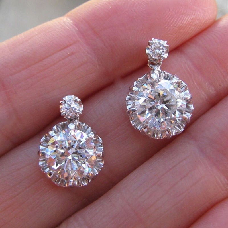 Bông Tai Đính Đá Zircon Lấp Lánh Thời Trang Cao Cấp Cho Nữ