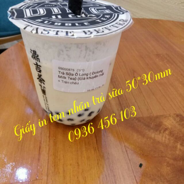 Giấy in tem nhiệt 50*30mm: Dùng cho các cửa hàng bánh kẹo - các cửa hàng trà chanh trà sữa