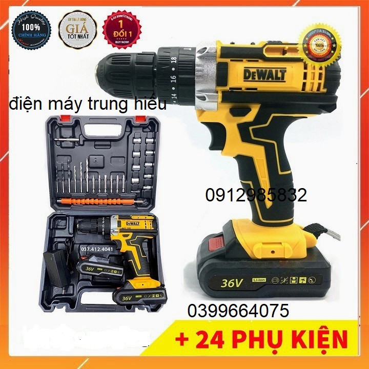 Máy Khoan Pin DEWATL 36V ( SIÊU KHỎE SIÊU BÊN) LOẠI 1- Khoan Tường Khoan Bê Tông-Tặng 24 Chi Tiết BH 6 Tháng