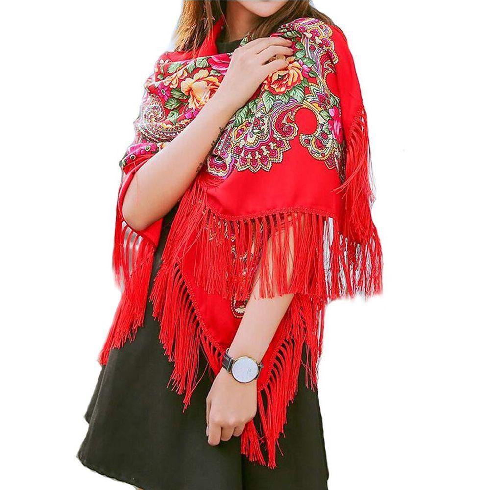 Quillan tua khăn quàng cổ bông in cổ điển pashmina phong cách nga gói cỡ lớn