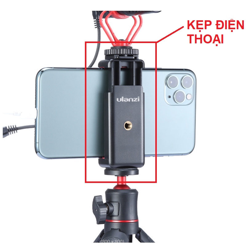 Kẹp giữ điện thoại Ulanzi ST-07 có vị trí gắn đèn, mciro