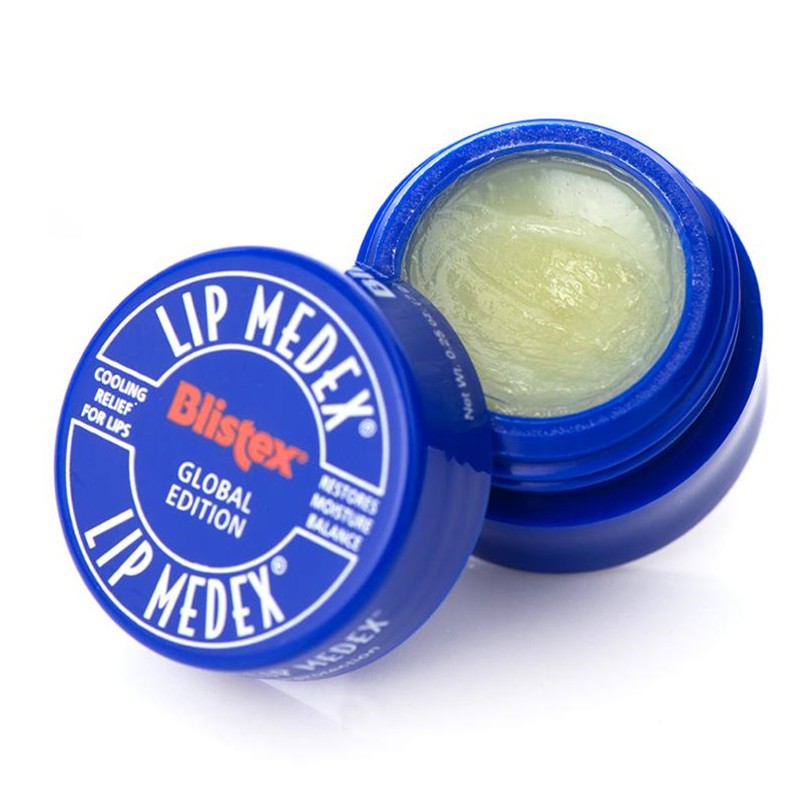 Son sáp dưỡng ẩm môi dạng hũ màu xanh dương nhỏ không màu tẩy da chết lâu trôi 7g