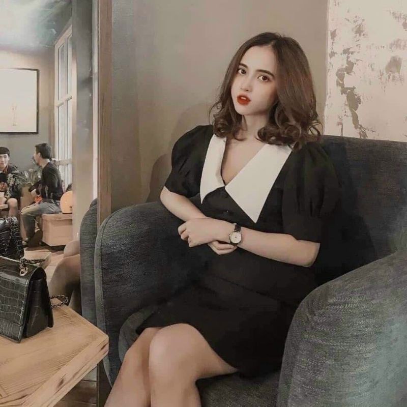 Đầm đen phối cỗ trắng ( Hàng có sẵn kèm hình thật ) | BigBuy360 - bigbuy360.vn