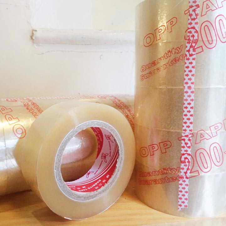 Băng Keo Opp 5F - 200Ya - 1.8kg/Cây  Trong - Đục Chất Dẻo Dai Dùng Dán Thùng Giấy Hàng Hóa Văn Phòng