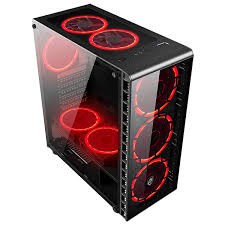 Bộ Case máy tính chơi game LOL Max setting. 3 Fan led, Vỏ kính cường lực trong suốt