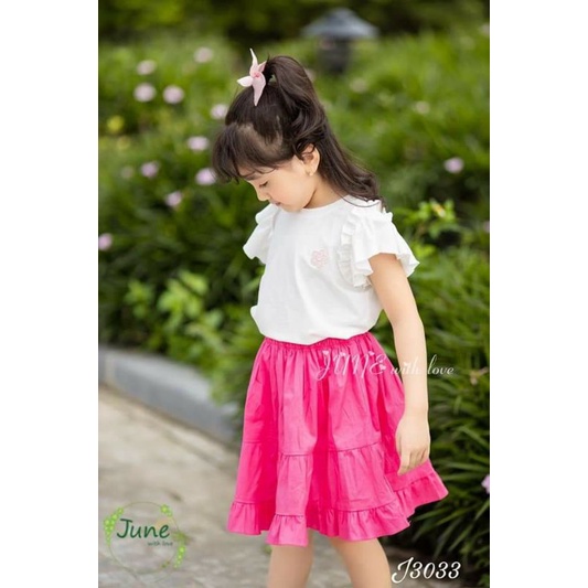 Sét đầm Tết cực hot trend ♥️Áo cotton mịn mát kết hợp với chân váy xòe màu hồng♥️Size 1-10Y♥️Kèm quà xinh cho bé điệu đà