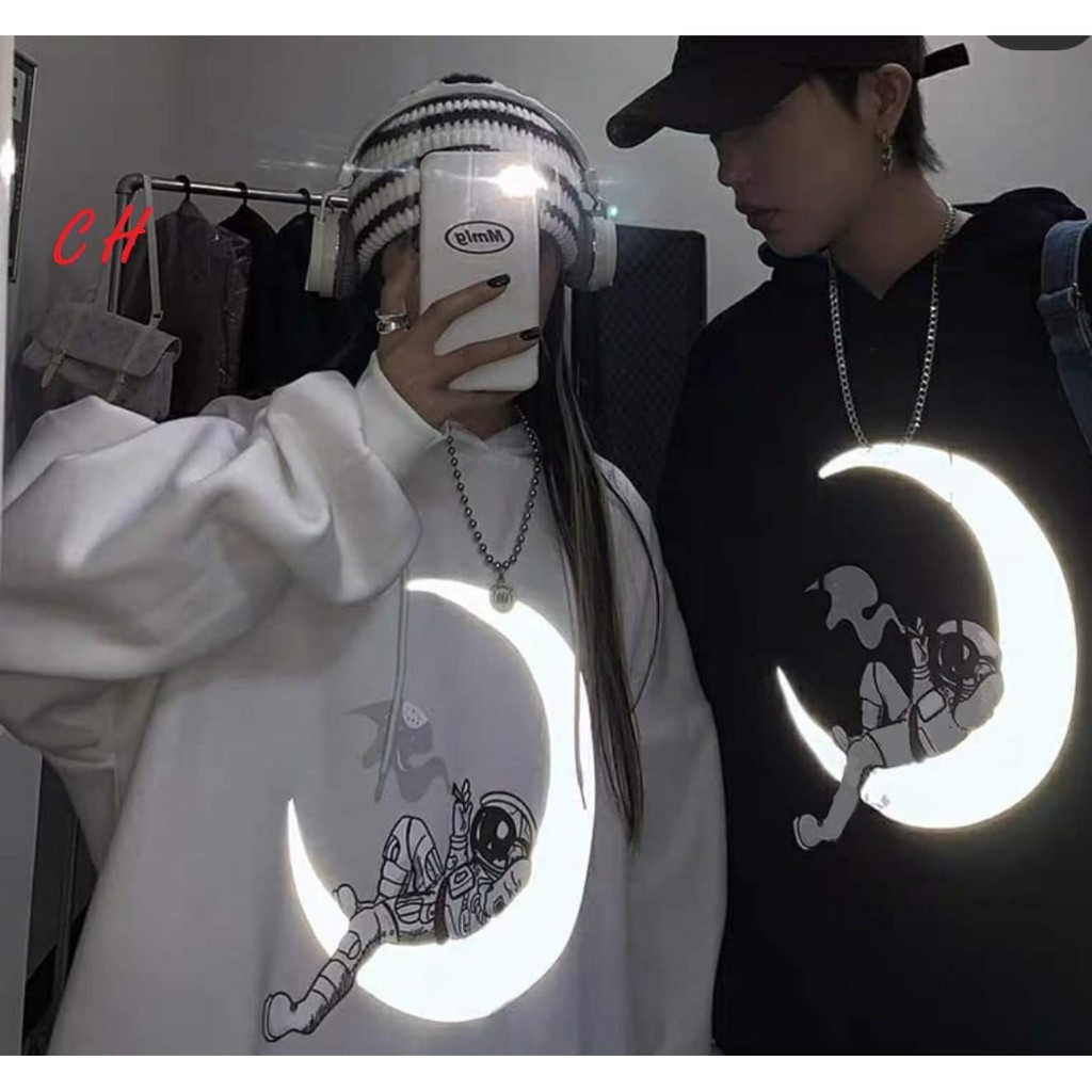 Áo hoodie phi hành gia ngồi mặt trăng phản quang COH1220