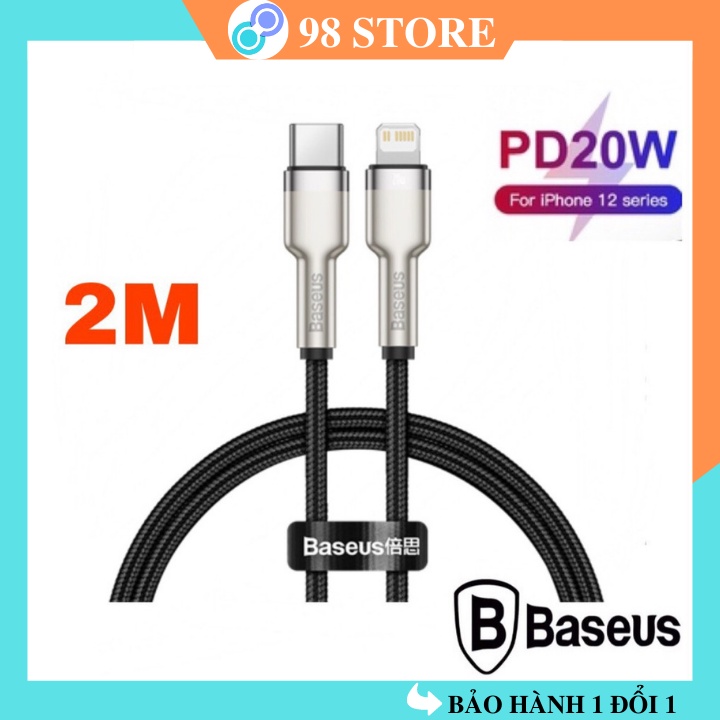Dây sạc nhanh IPtype c to pd 20w Baseus dài 1m 2m-cáp sạc bọc dù cao cấp