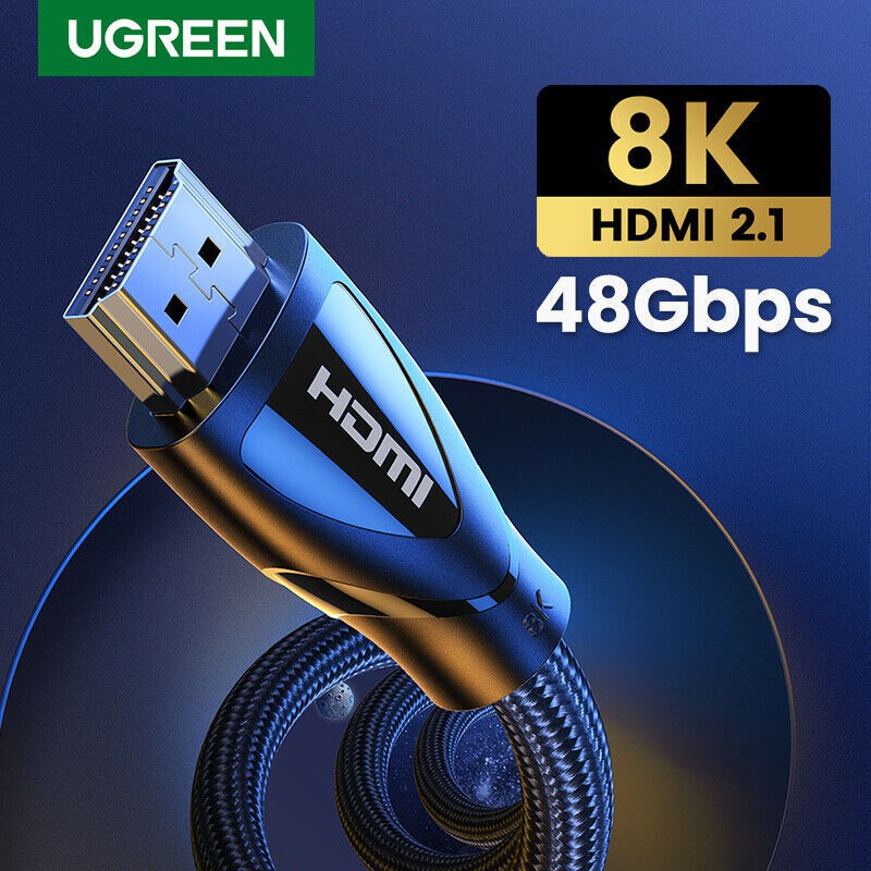 Cáp HDMI 2.1 Chính Hãng Ugreen 80404 80405 HD140 ULTRA HD 8K x 4K@60Hz 48Gbps Cao Cấp màu đen dây Mềm