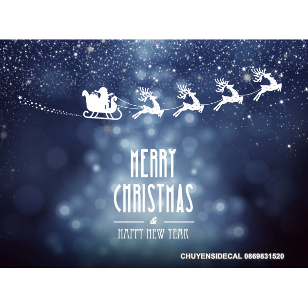 Decal dán tường  Noel - Tuần Lộc Nối đuôi thành đoàn phát quà