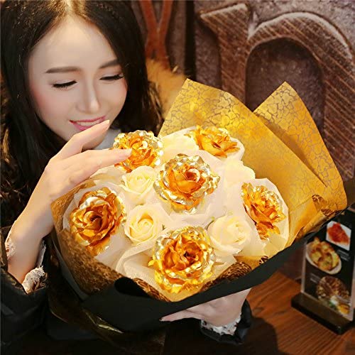 1 Bó Hoa Hồng/Chocolate Nhân Tạo Mạ Vàng/Hồng Dùng Làm Quà Tặng Kỷ Niệm