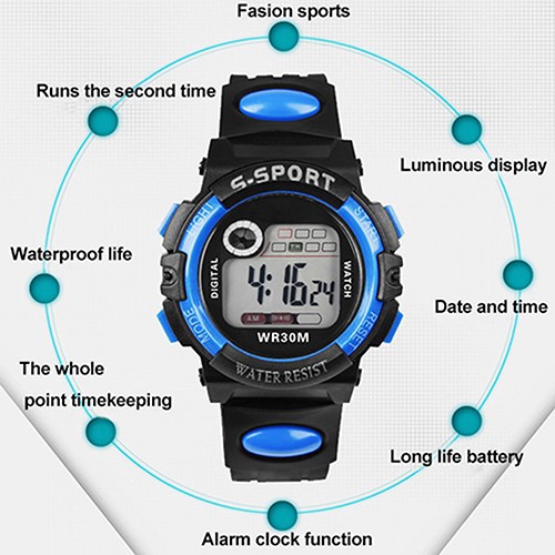 Đồng hồ Unisex LED điện tử dây đeo nhựa thể thao | BigBuy360 - bigbuy360.vn