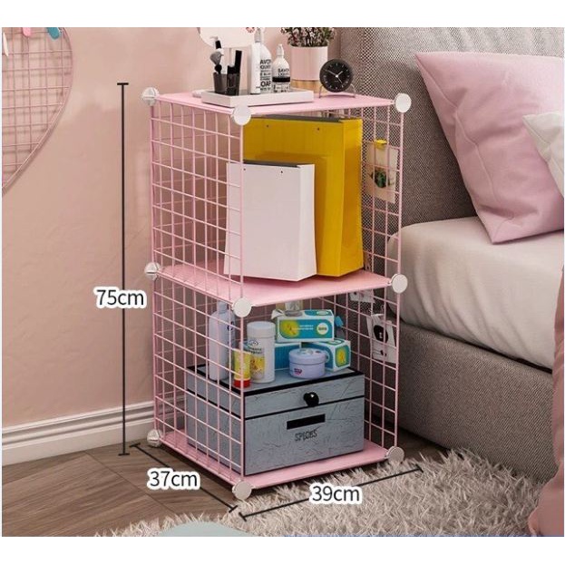 Kệ lắp ghép 2 ô bằng lưới sắt sơn tĩnh điện - đa năng tự lắp ghép (chịu lực tốt )