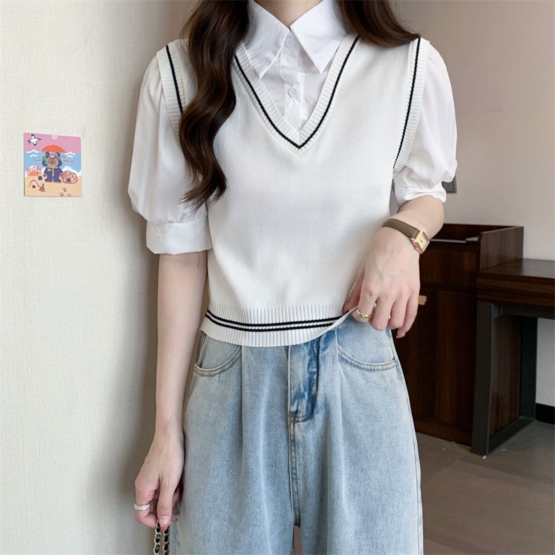 IELGY  Áo polo Dệt Kim Tay Ngắn Thời Trang Dành Cho Nữ