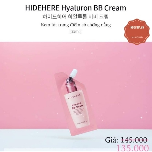 Kem Nền Lót Trang Điểm BB 💓 Che Khuyết Điểm HIDEHERE  Có Chống Nắng SPF45 PA+++Dưỡng Ẩm Kiềm Dầu Da Căng Mọng Tự Nhiên | BigBuy360 - bigbuy360.vn
